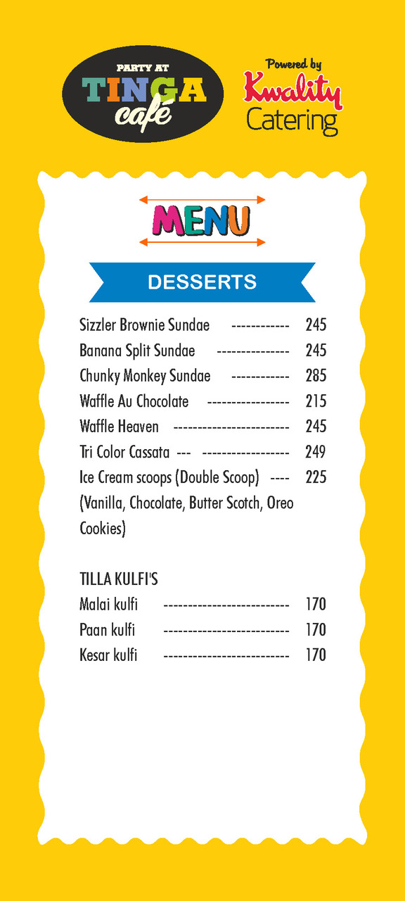 Tingaland Food menu Desserts